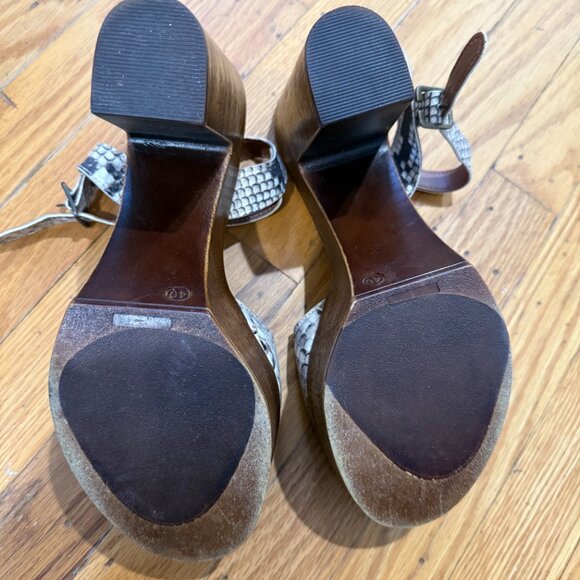Steve Madden Snakeskin Wooden Platform Sandals Chunky Heel (size 40) - Picture 4 of 7